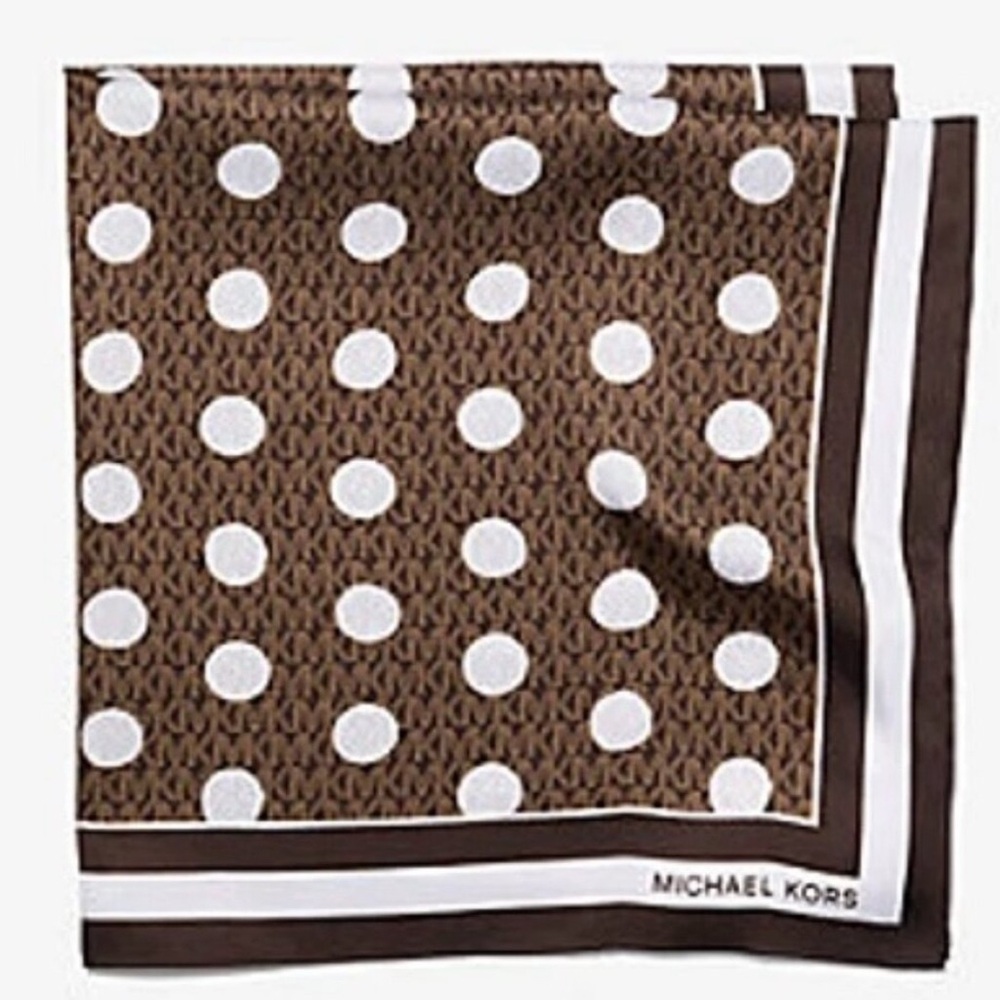 Michael Kors Brown and White Classic Pocket Square